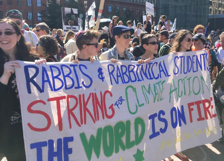 rabbis at climate strike in September 2019