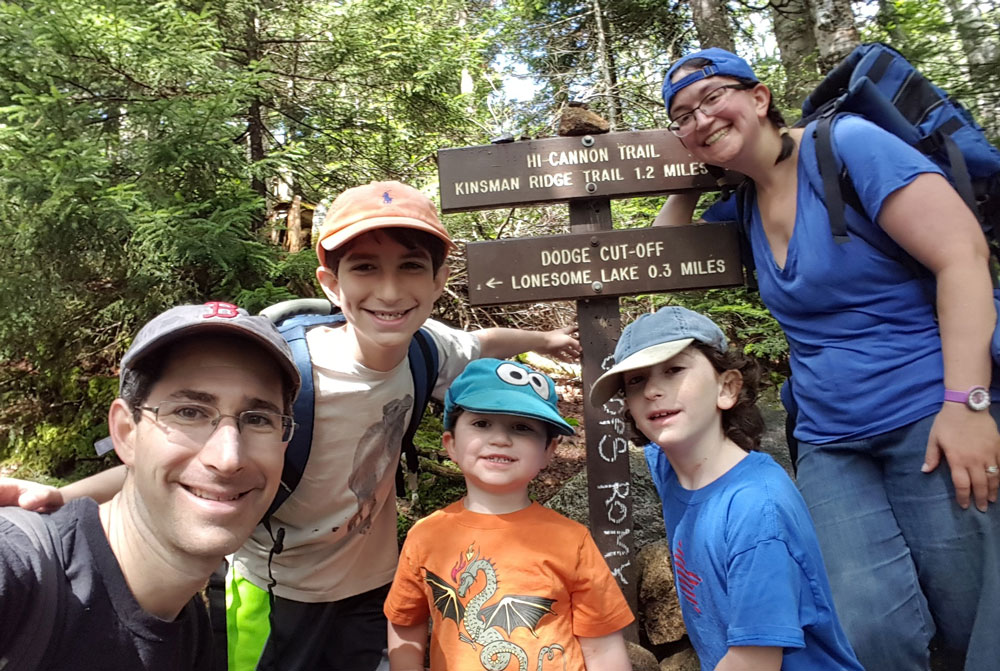 Cantor Ken Richmond and family on a hike