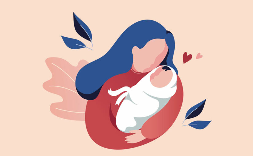 illustration of mother with baby