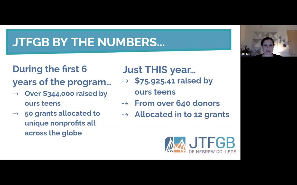 Leah Goldstein speaks at JTFGB grant ceremony