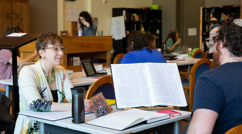 Hebrew College rabbinical students in the beit midrash