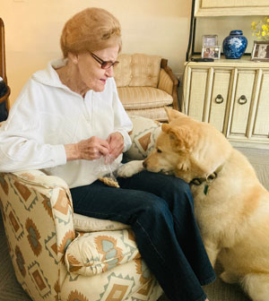 woman and dog